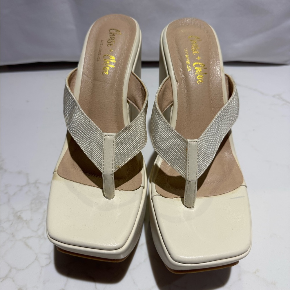 Chase & Chloe Cream Platform Sandals